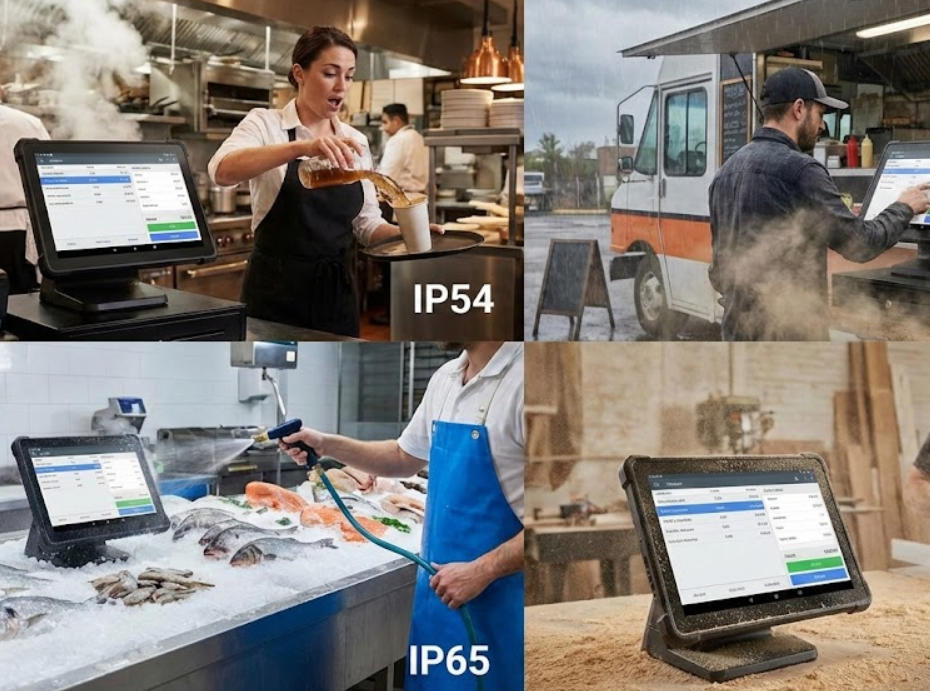Do POS terminals have waterproof and dustproof ratings? (IP54 / IP65) Which industries require this?